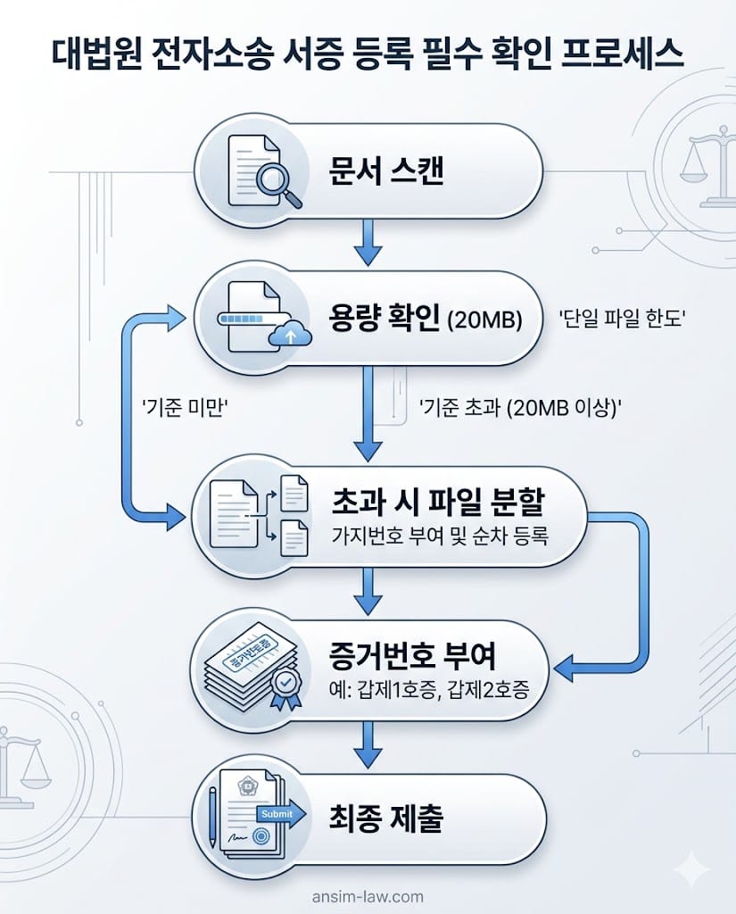 대법원 인터넷 소송 전산포털 제출 성공 검증 화면