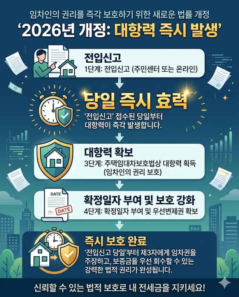 2026 개정 대항력 발생 타임라인 인포그래픽