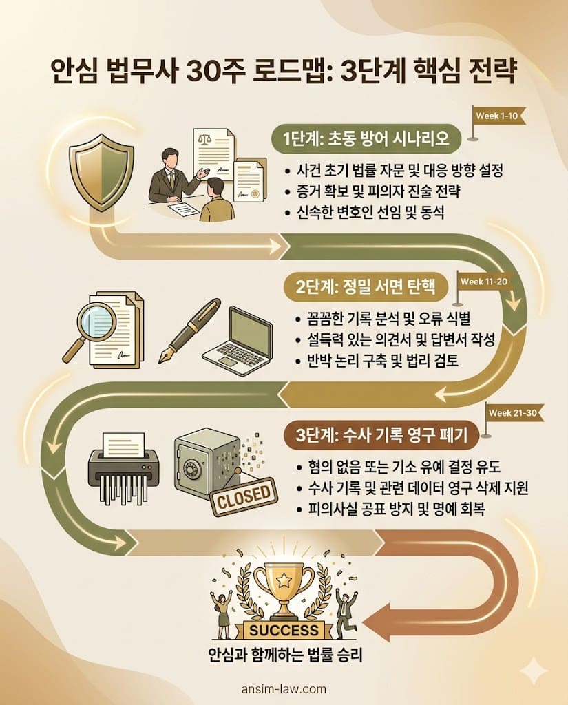 안심 법무사 30주 로드맵 형사 방어 핵심 단계 요약