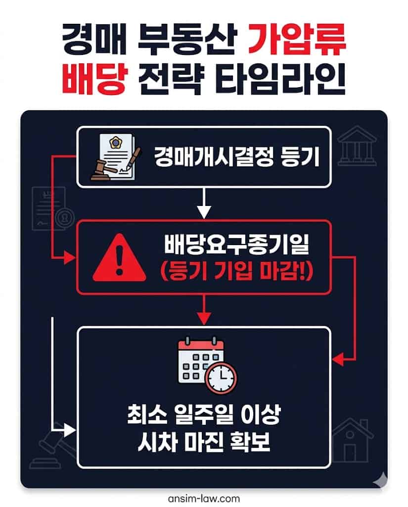 경매 중인 가압류 진행 시 배당 자격을 사수하기 위한 배당요구종기일 핵심 시차 전략.