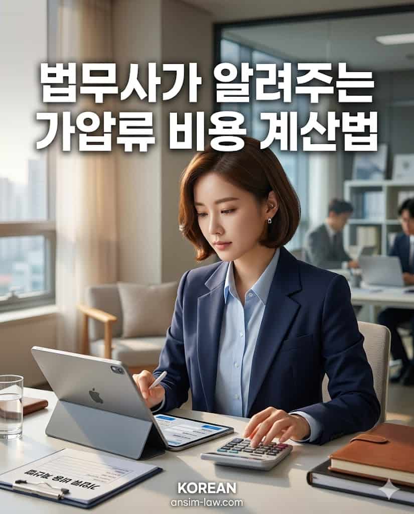 가압류 신청 비용을 계산하고 전자소송을 준비하는 법률 전문가의 모습