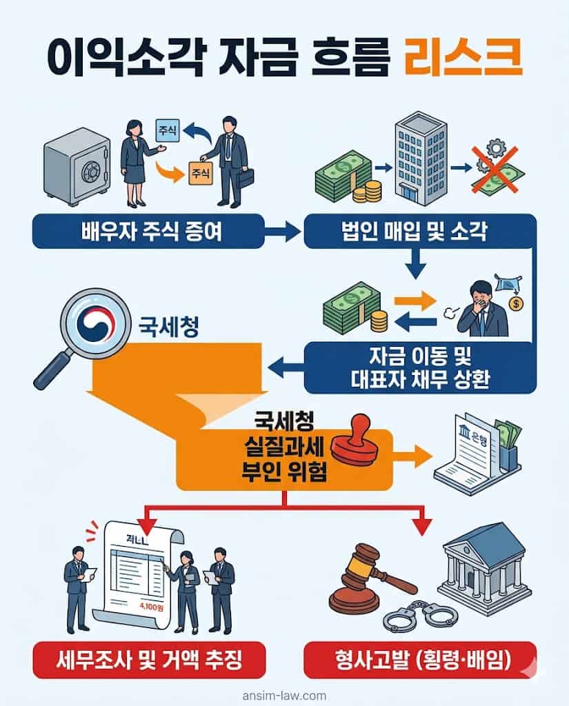 법인 돈 자금세탁 및 주식 우회 이익소각 세무 위험 프로세스