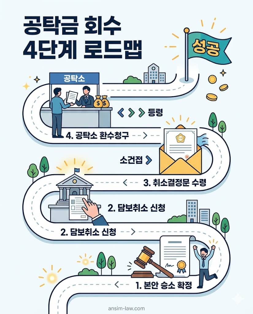 판결 확정 후 법원 공탁금을 회수하는 담보취소 절차 4단계