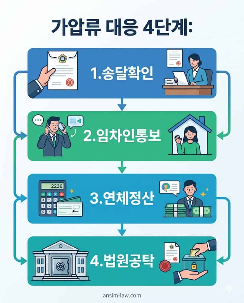 임대차보증금 가압류 발생 시 단계별 대응 절차도