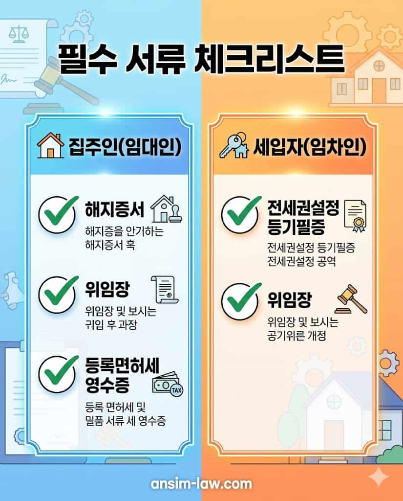 전세권 말소 시 준비해야 할 집주인 및 세입자 서류 목록
