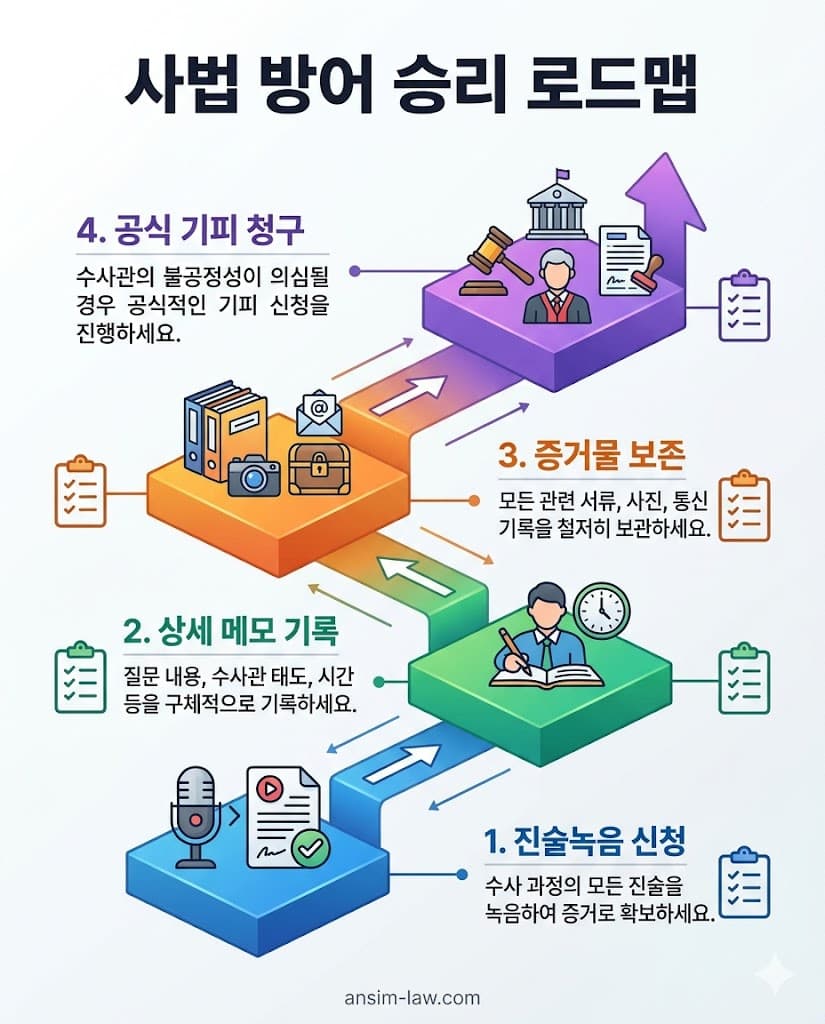 강압수사에 대응하여 승리하기 위한 4단계 사법 방어 로드맵.