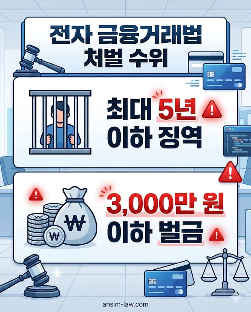 전자금융거래법에 따른 대포통장 대여 및 양도 시 처벌 수위 요약 도표.