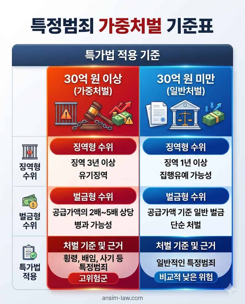 가공 세금계산서 합계액에 따른 특정범죄 가중처벌법 적용 기준 및 양형