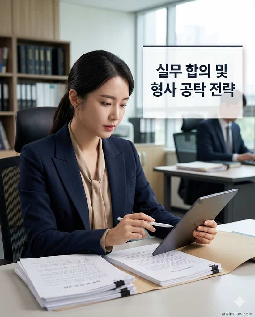 폭행죄 합의 및 형사 공탁 실무를 검토하는 법률 전문가 모습