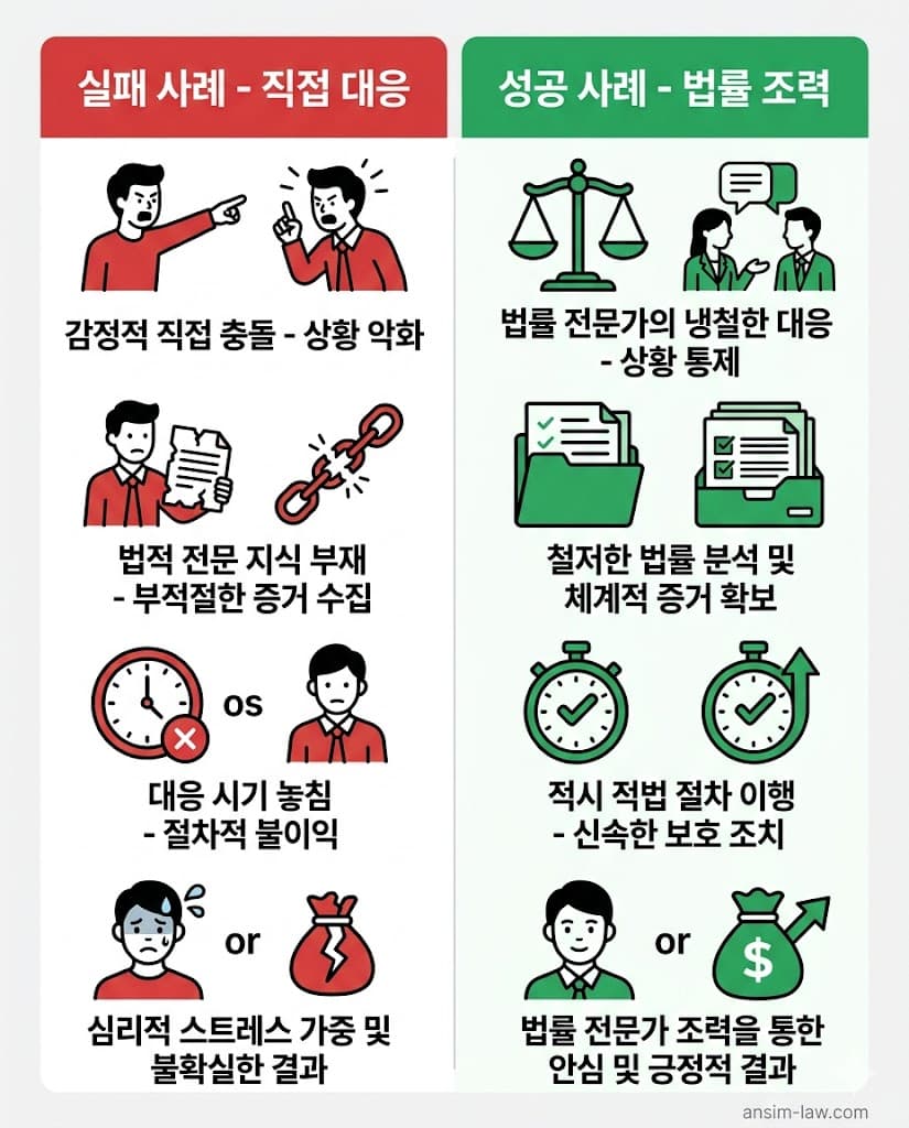 스토킹 대응 성공 사례와 실패 사례를 비교한 법률 대조표