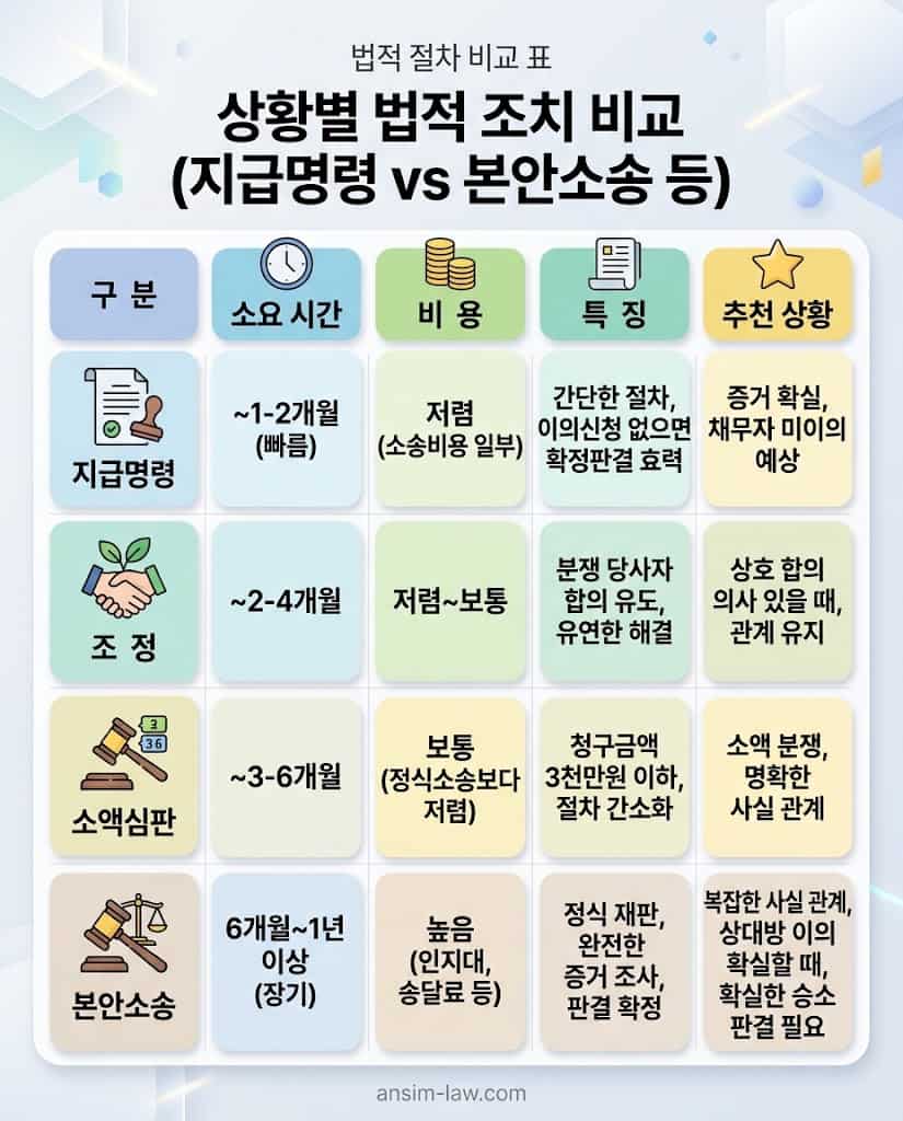 전세보증금 반환 소송 변호사 선임 및 임차권등기명령 법무사 비용 비교 인포그래픽
