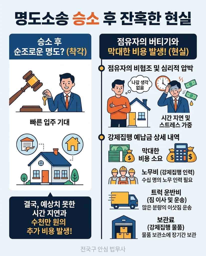 상가명도소송 승소 후 발생하는 강제집행 예납금 및 노무비 폭탄 현실