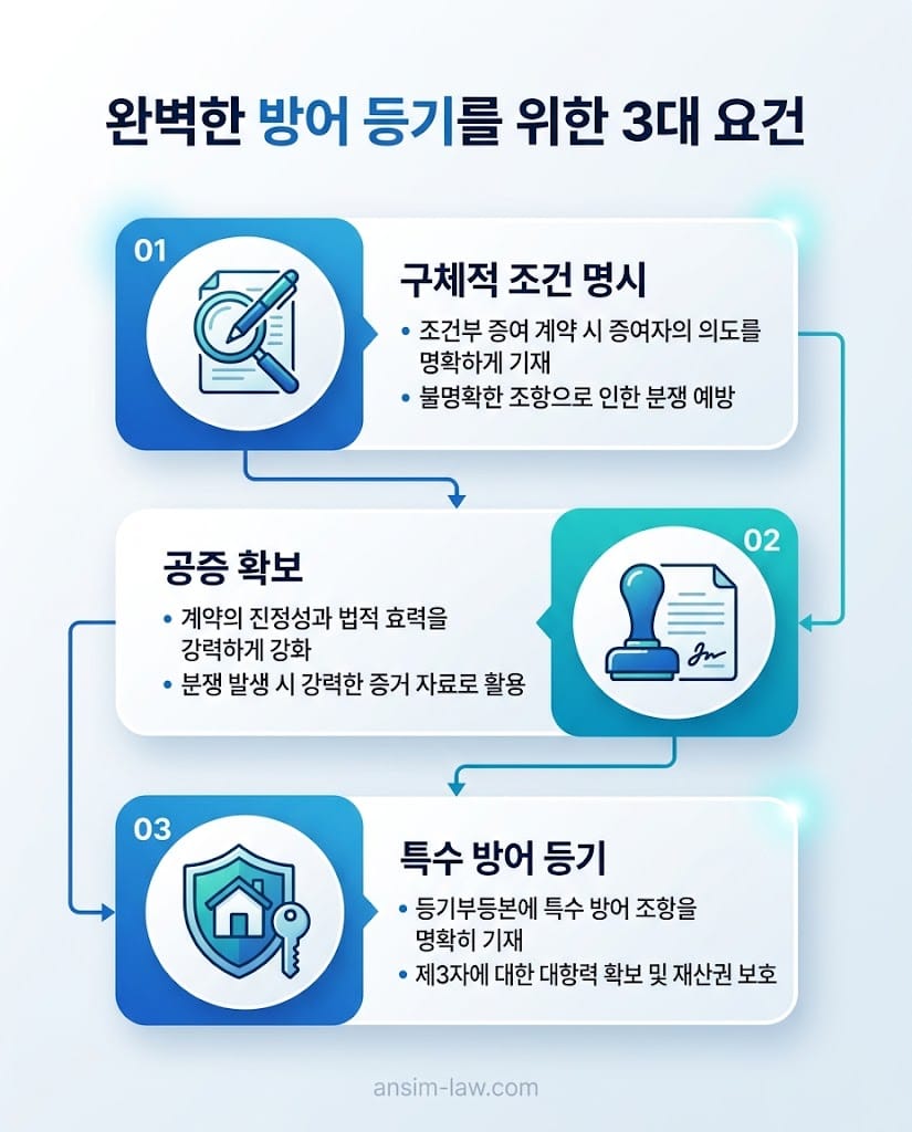 재산 소유권 말소등기 방어를 위한 3대 핵심 요건인 조건 명시, 공증, 특약 등기 완벽 가이드