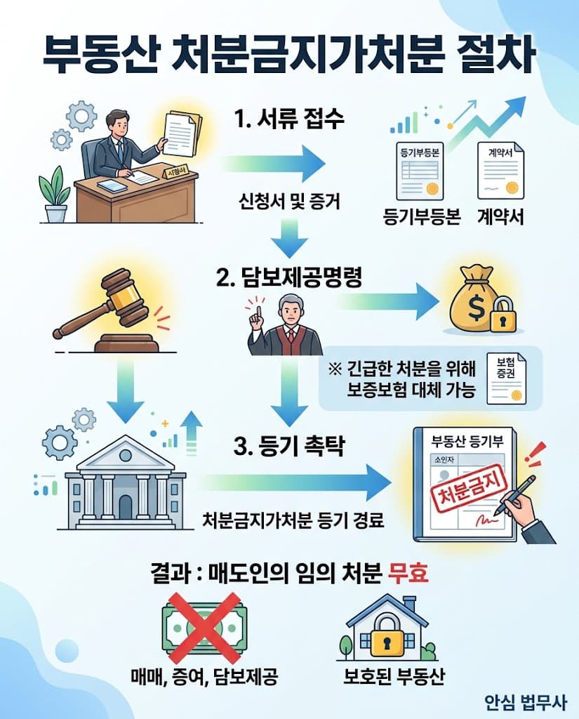 제3자 처분을 원천 차단하는 부동산 처분금지가처분 및 부동산소송절차 진행 플로우차트