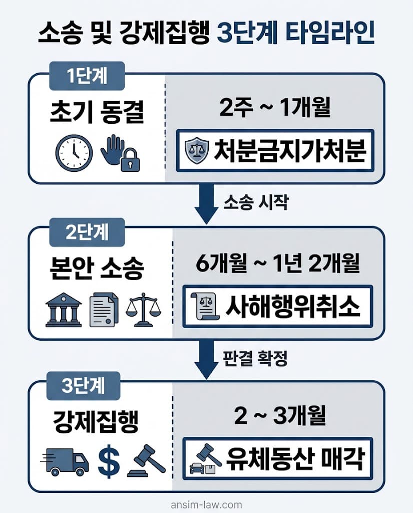부동산가압류부터 NPL 투자 사기 본안소송 및 명도소송절차 3단계 타임라인