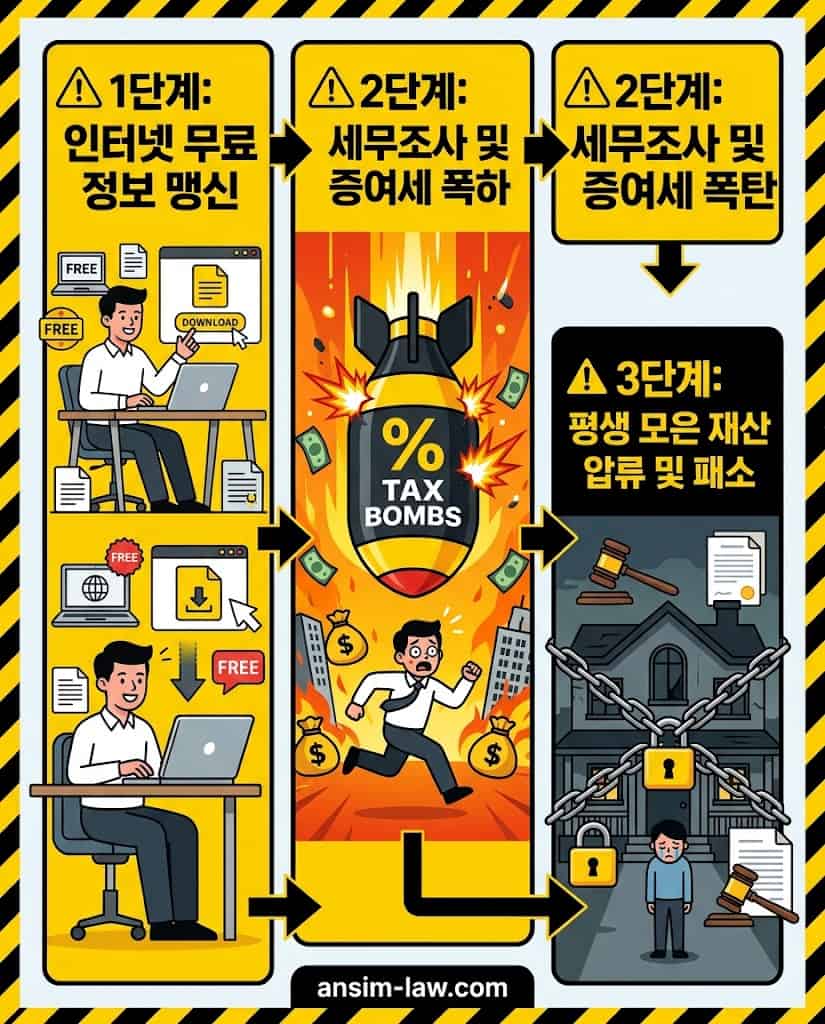 차용증 공증 비용을 아끼려다 국세청 자금출처조사 소명 실패로 유류분 반환 청구 소송에 휘말리는 경고 다이어그램