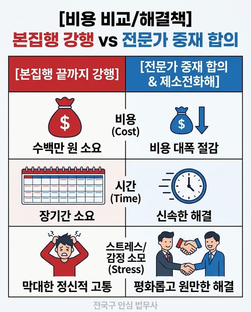 부동산명도소송비용 절감을 위한 제소전화해조서비용 및 명도 강제집행 비용 실전 비교표