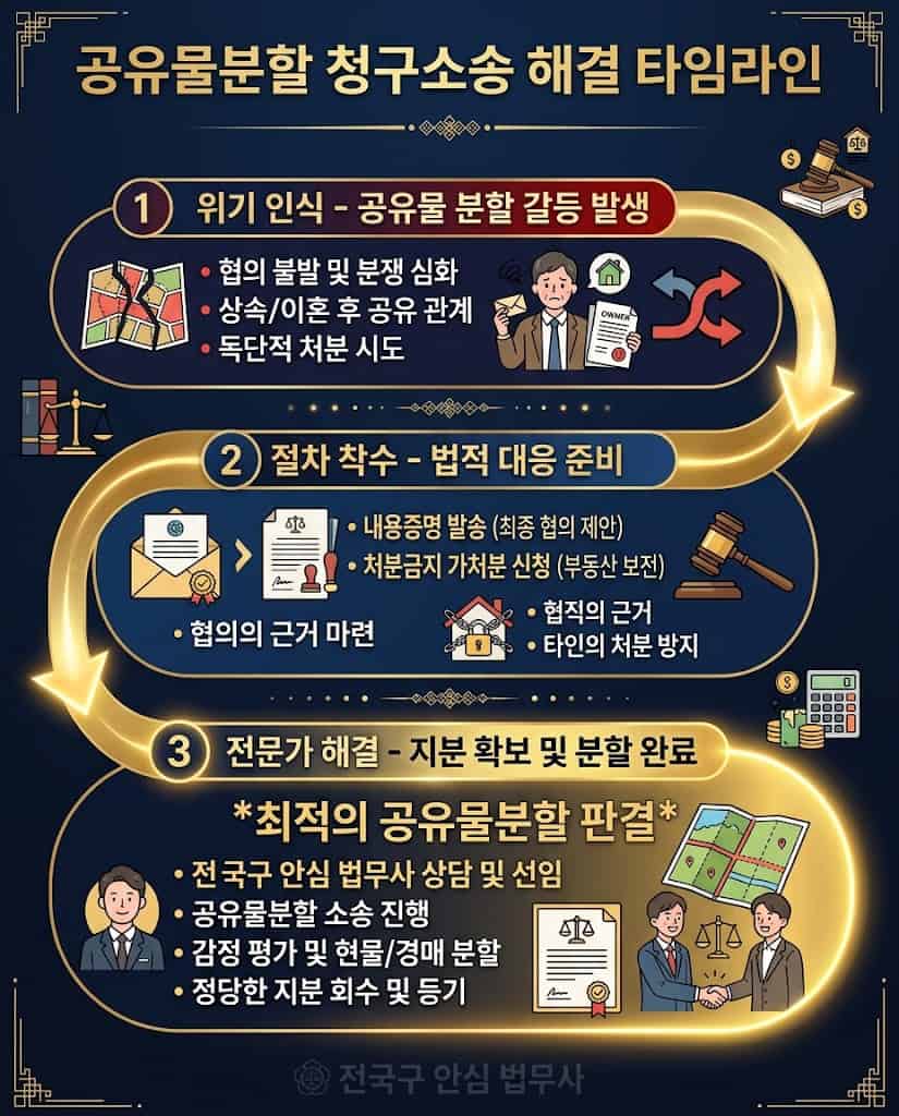 전자소송 인지대 계산기 적용 공유물 분할 소송 및 가처분 사건 타임라인 및 해결 프로세스 로드맵