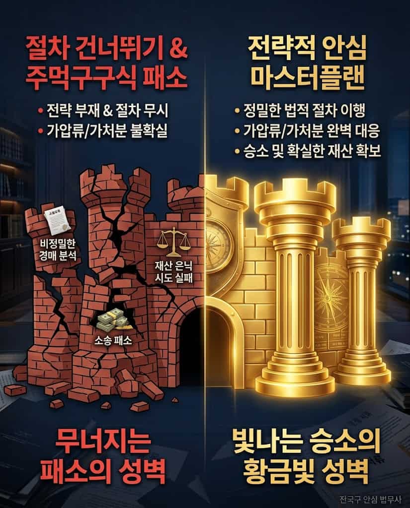 법률 마스터플랜 대조 주먹구구식 소송과 법률 마스터플랜 적용 결과 대조표
