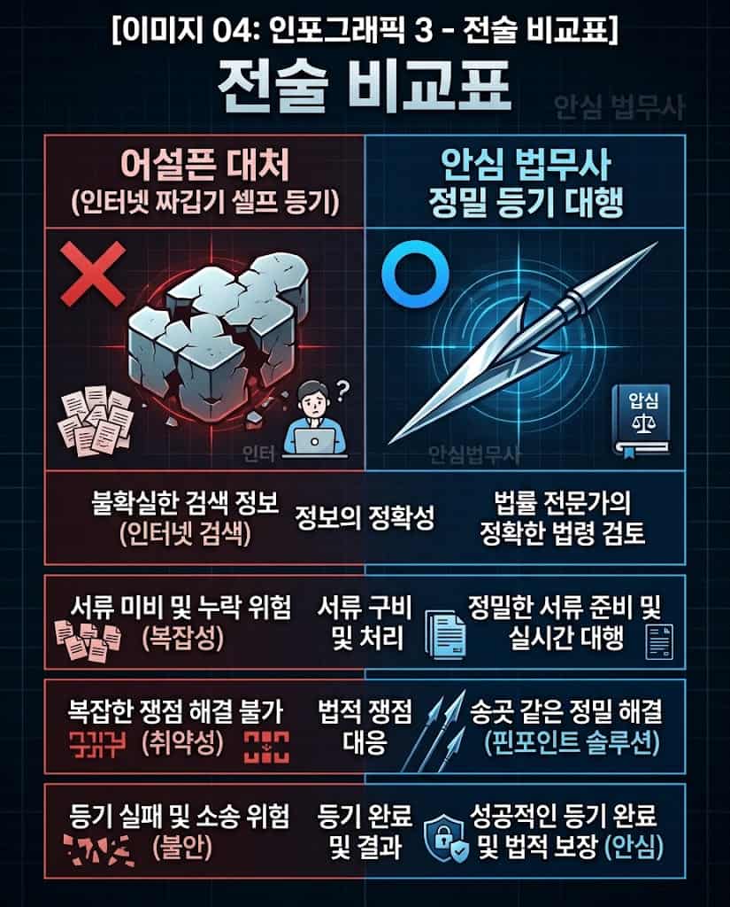 법인 본점 이전 등기 전략 어설픈 대처와 안심 정밀 솔루션 방어력 대조표