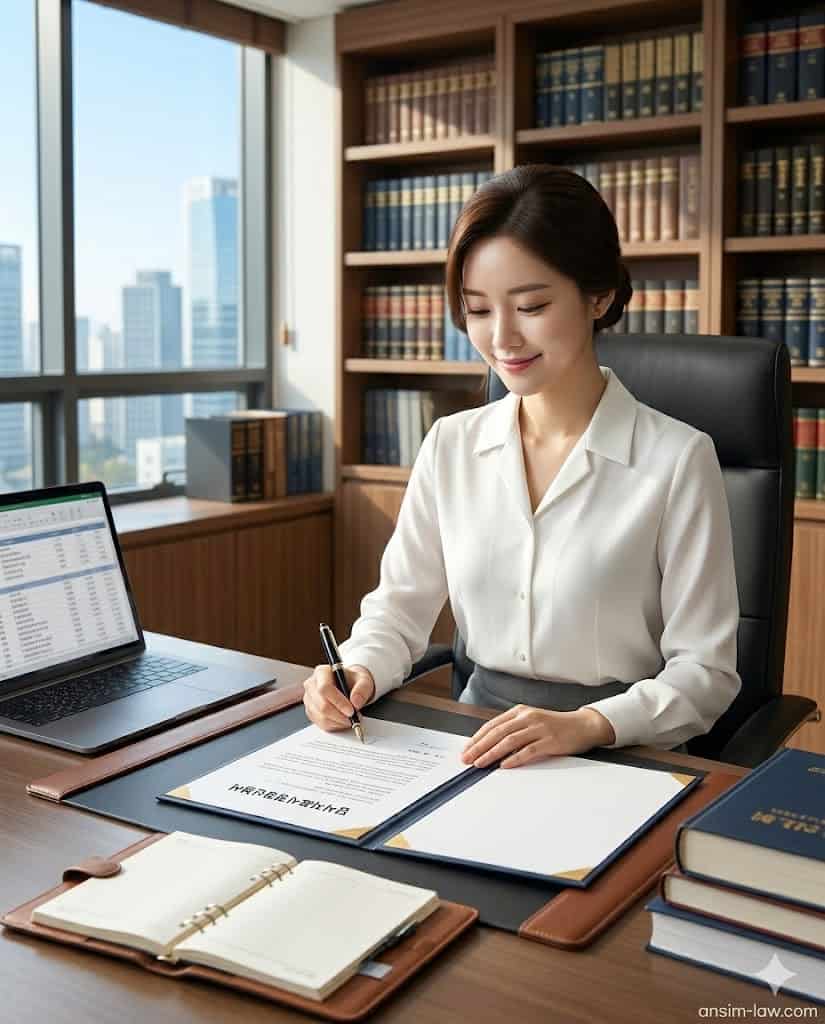 사실조회 성공 후 당사자표시정정신청서를 최종 마무리하는 모습