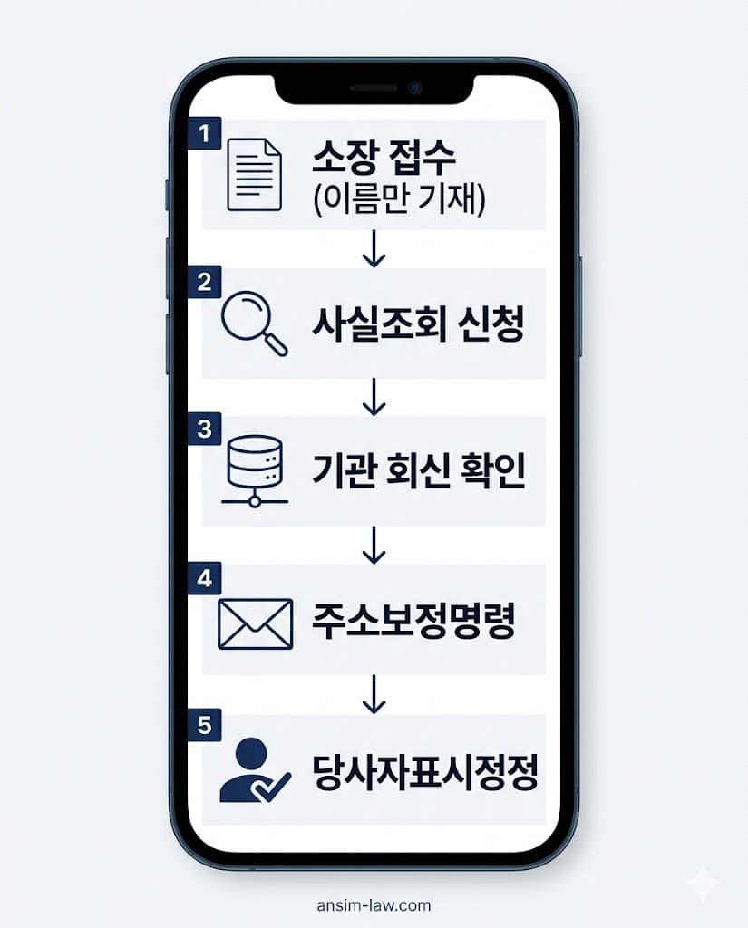 채무자 추적 5단계 프로세스 플로우차트