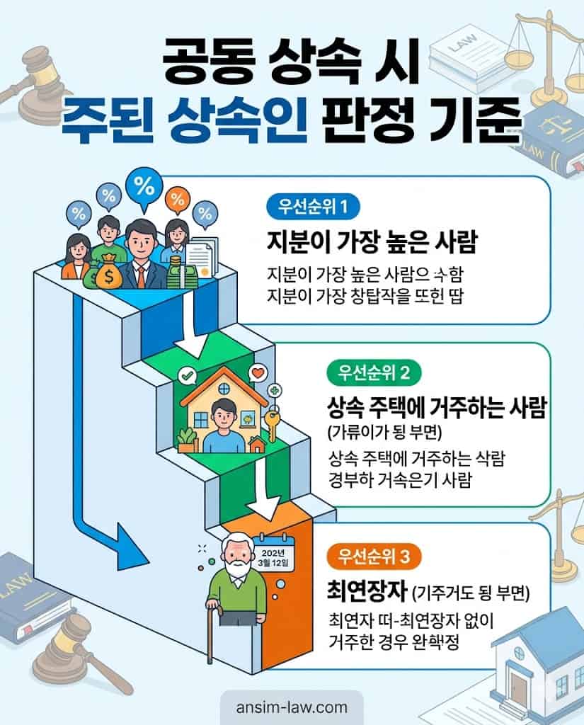 공동 상속 시 주된 상속인 판정 순위