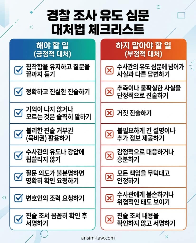 경찰 수사관의 악의적 유도 심문 대처법 및 진술 시 필수 주의사항