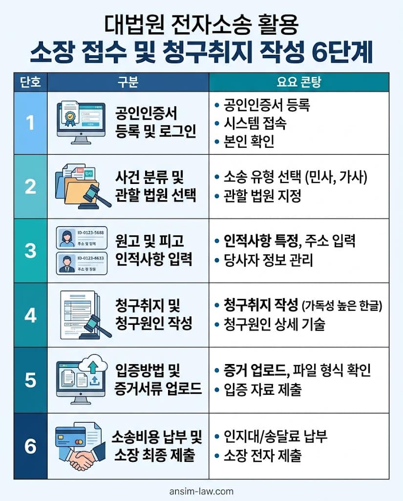 대법원 전자소송 시스템을 활용한 손해배상 소장 접수 및 청구취지 작성법