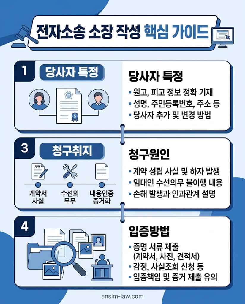 대법원 전자소송 시스템을 이용한 소장 작성, 청구취지 및 접수 요령