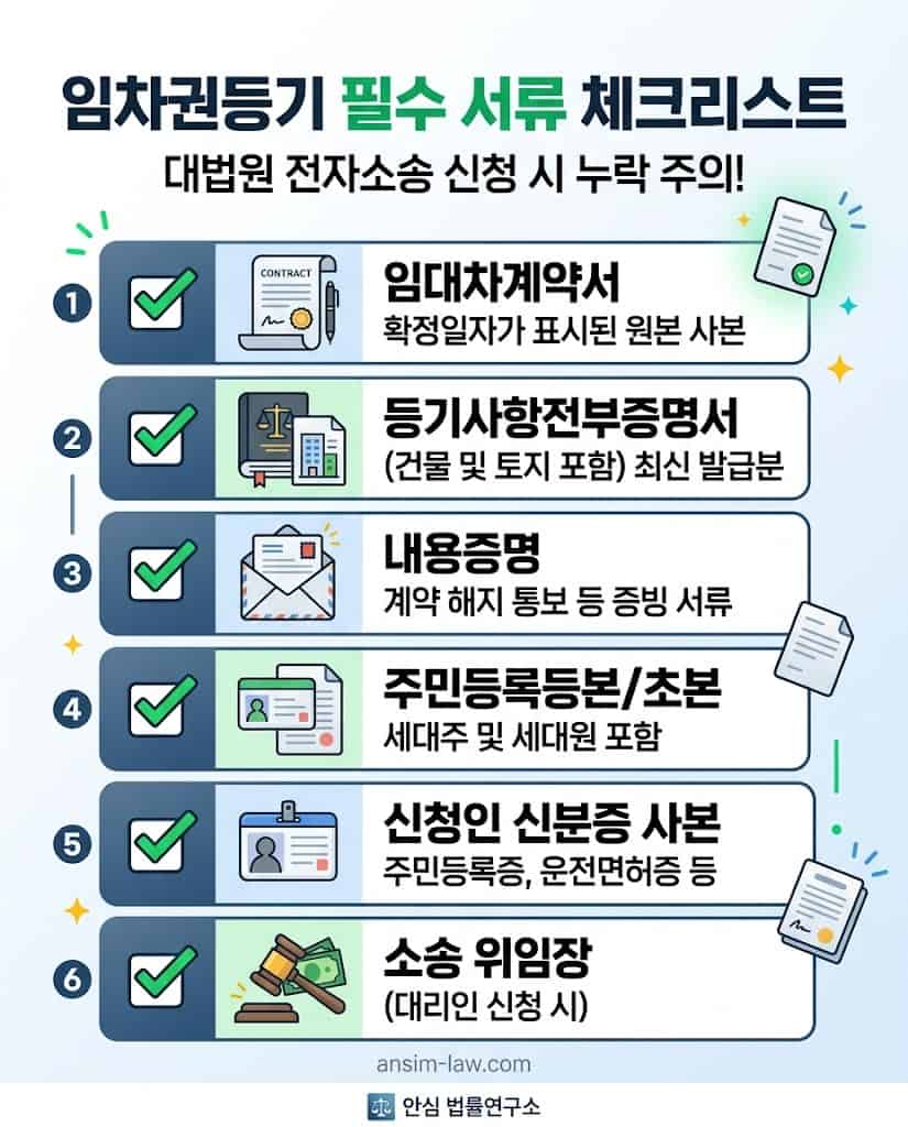 임차권등기명령 신청 시 법원에 제출해야 하는 필수 첨부 서류 체크리스트