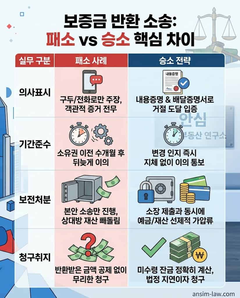 보증금 반환 소송 패소하는 특징 및 승소하는 입증 전략 비교 분석