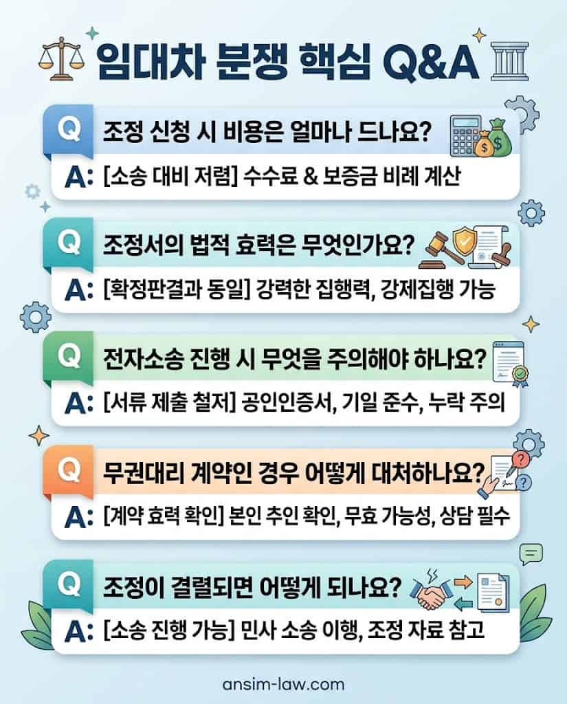 임대차 분쟁 관련 수수료 및 무권대리 등 핵심 질의응답 요약