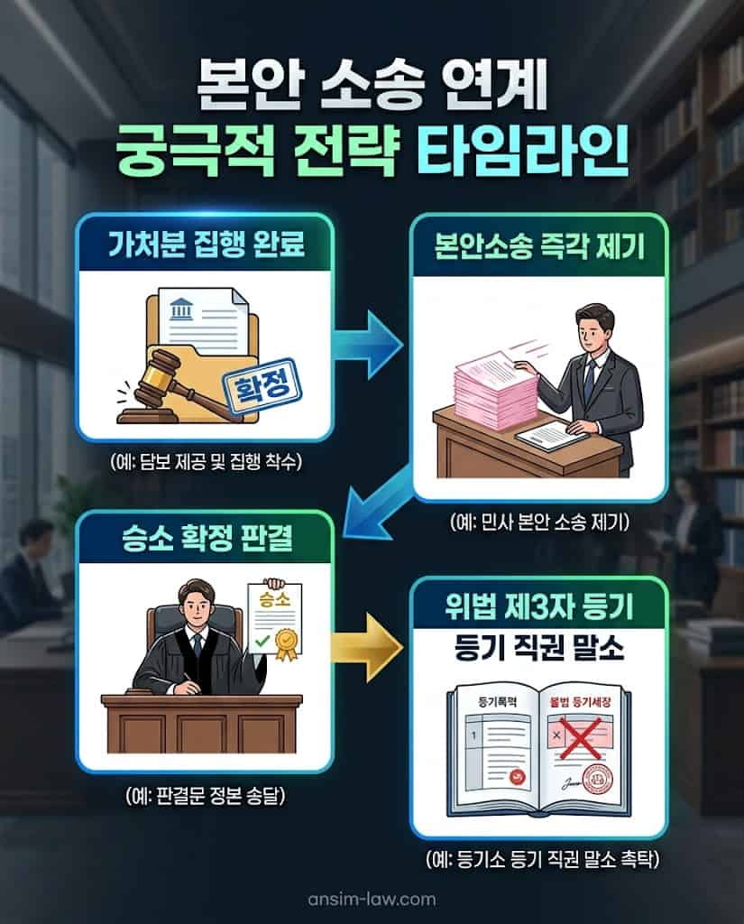 부동산 처분금지가처분 집행 완료 후 본안 소송 승소 및 등기 말소 전략