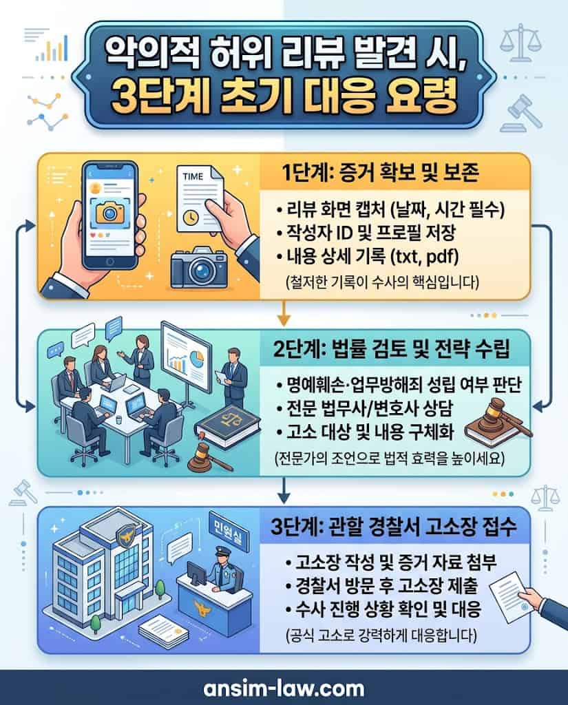 억울한 허위 리뷰 피해 시 증거 수집부터 관할 경찰서 고소까지의 단계별 대응 절차