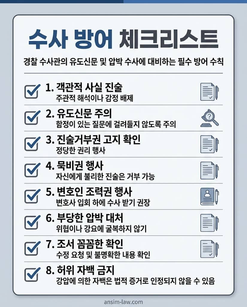 경찰 수사관의 고강도 유도신문에 대비하는 피의자 핵심 방어 수칙