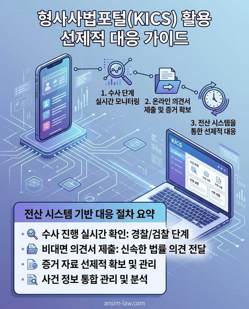 형사사법포털 전산 시스템을 활용한 실시간 수사 진행 상황 파악 및 대응 절차 안내도