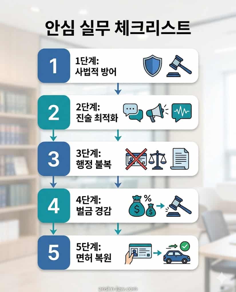 면허 취소 적발 직후부터 행정심판 청구 및 조기 재취득까지 단계별 안심 실무 체크리스트