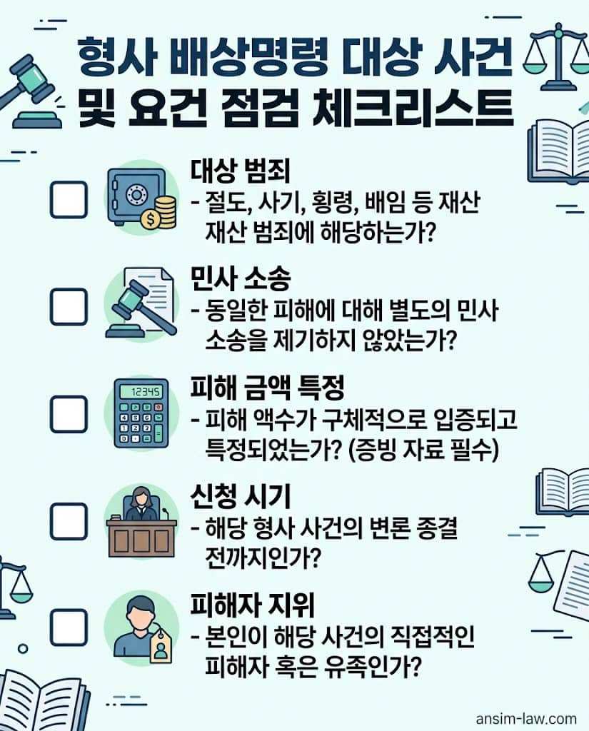 배상명령 대상 범죄 여부 및 증거 입증 신청 요건 실무 점검 체크리스트
