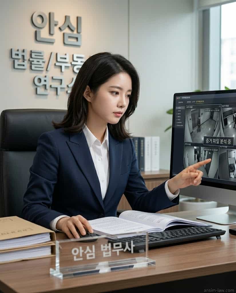 증거 확보를 위해 CCTV 영상 분석 및 법리 검토를 진행 중인 안심 법무사
