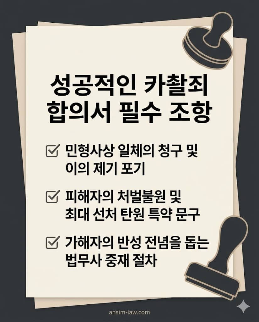 기소유예 처분을 이끌어내기 위해 합의서 작성 시 반드시 넣어야 할 특약 문구 체크리스트