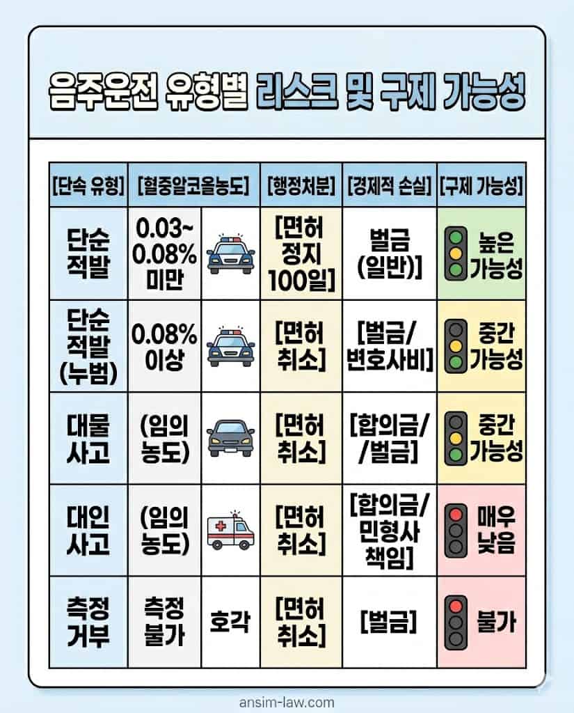 사고 유무 및 단속 유형별 경제적 손실액과 행정 구제 가능 여부 종합 스코어보드