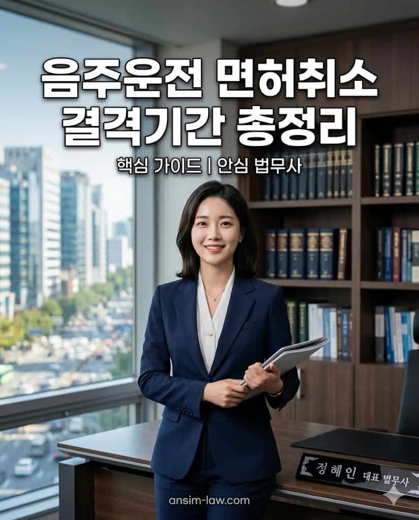 음주운전 면허취소 결격기간 기준을 정밀 분석하는 안심 법무사 대표 썸네일 이미지.
