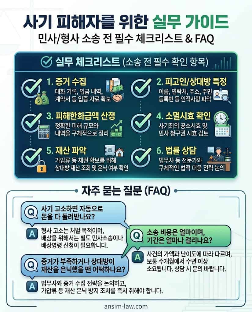 사기 피해 회복을 위한 최종 실무 체크리스트 및 FAQ 가이드