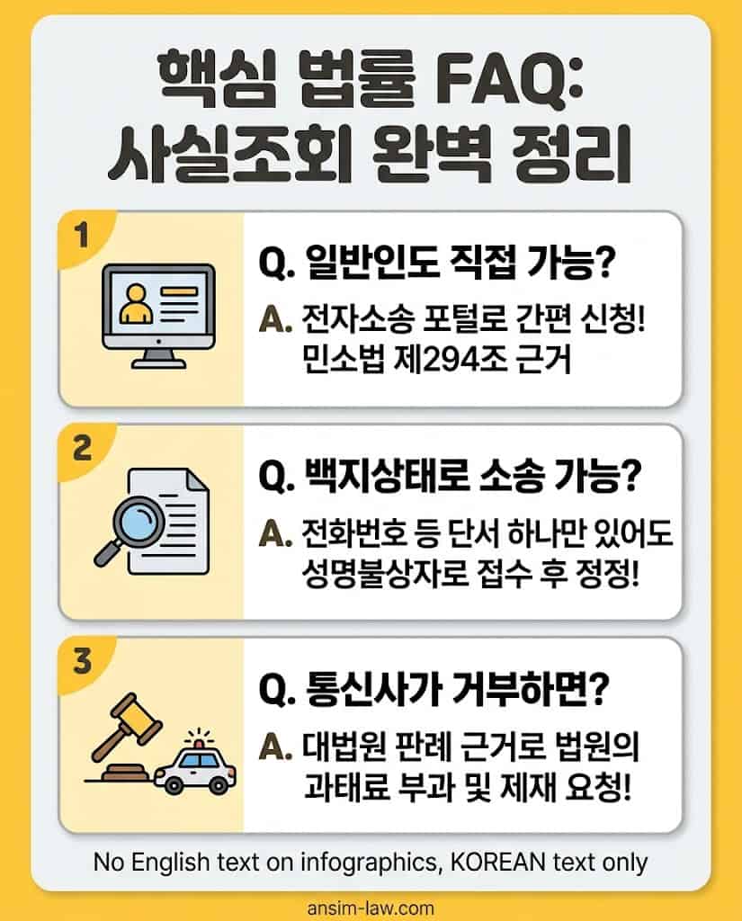 전자소송 가능 여부 및 인적사항 미특정 소송 관련 FAQ