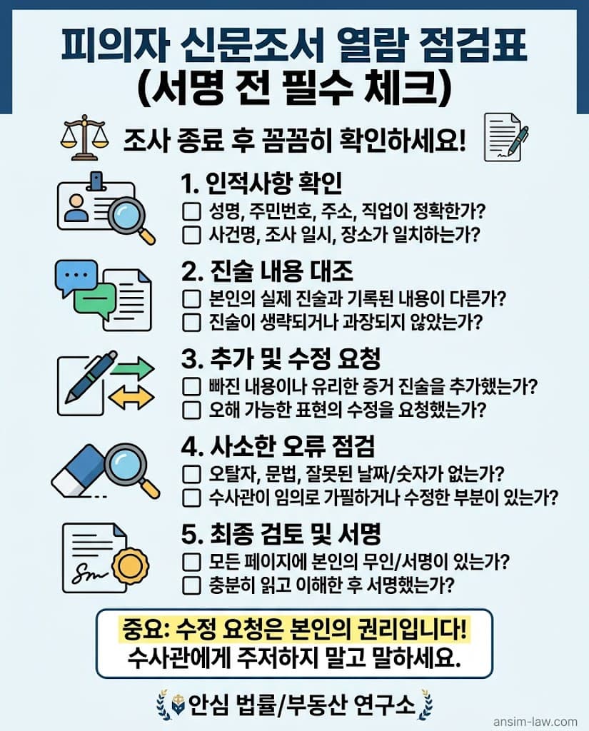 경찰 조사 후 피의자 신문조서 열람 절차 및 증거 부동의 실무 점검표