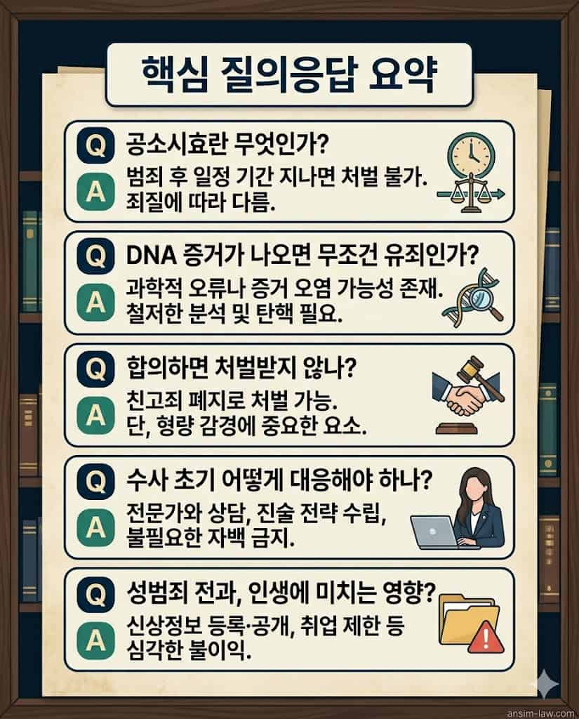 성범죄 처벌 및 공소시효 관련 핵심 질문 답변