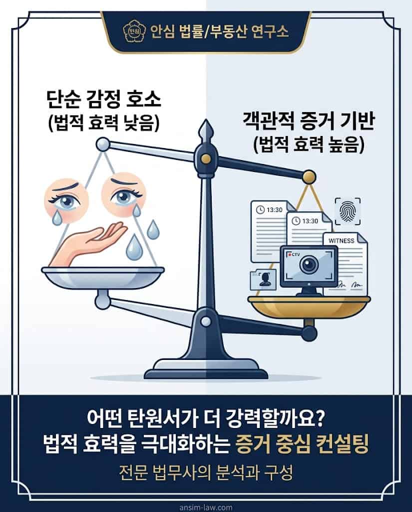 탄원서 작성 시 감정 호소와 객관적 증거 제출의 법적 효력 비교표