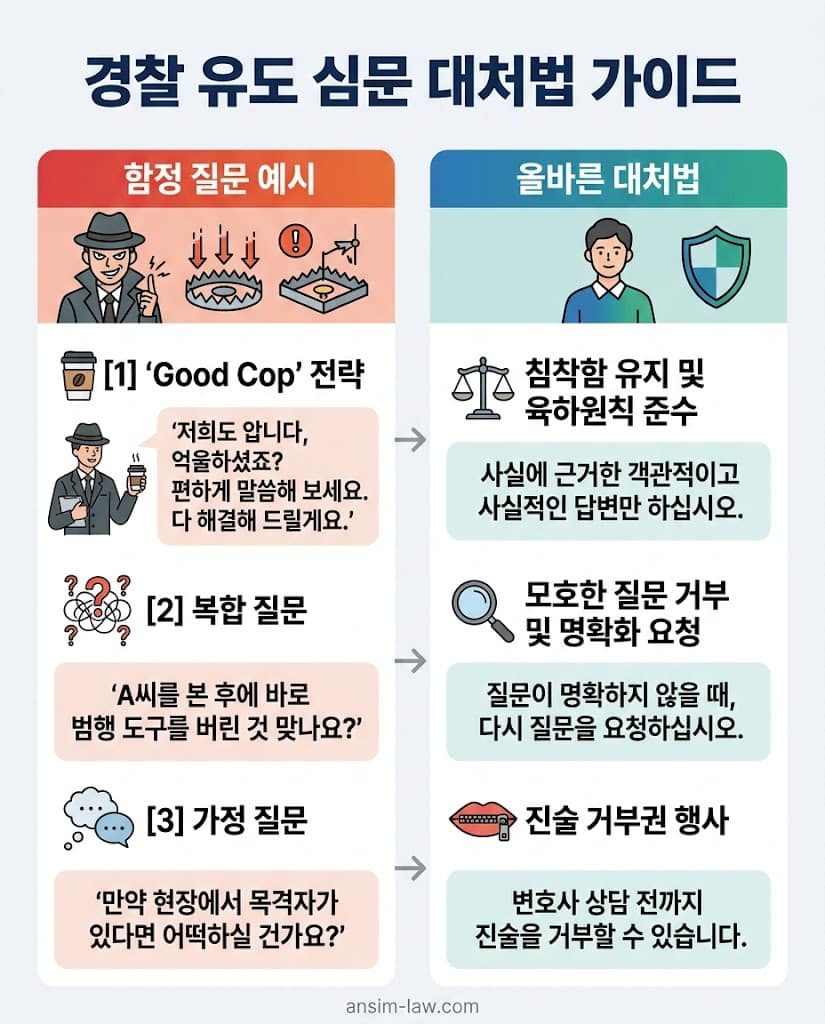 경찰 수사관의 유도 심문과 함정 질문을 방어하는 객관적 진술 원칙 및 대처법