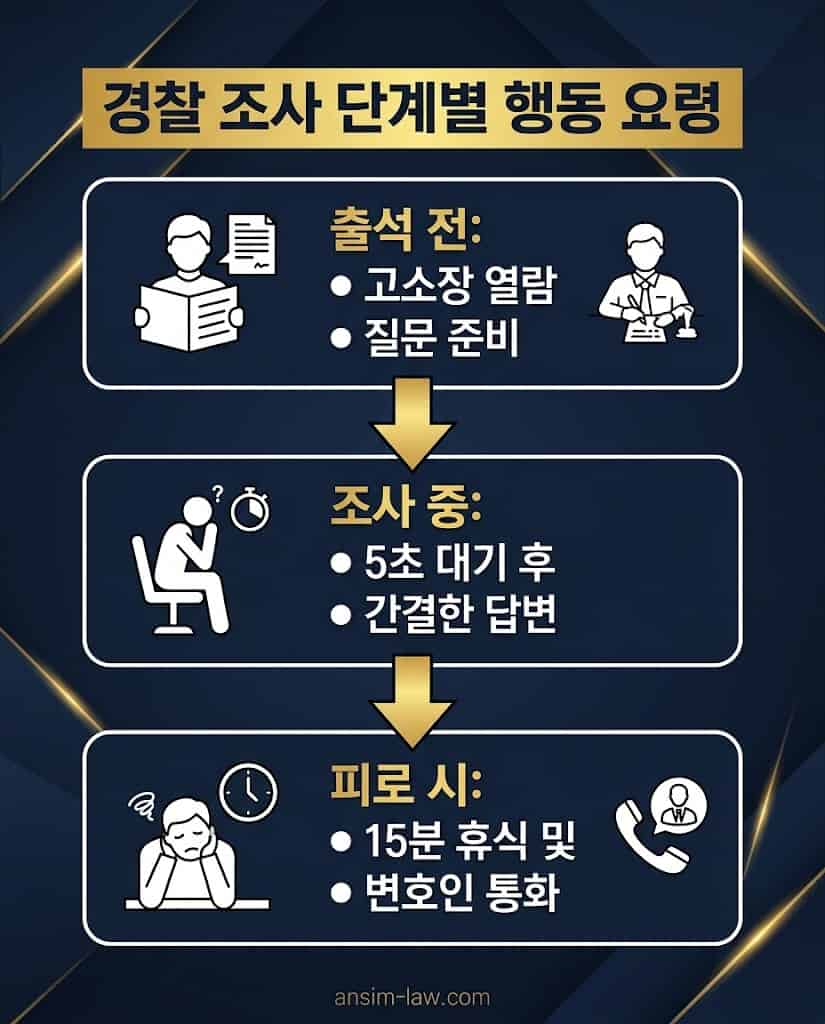 수사관의 유도 심문에 대비하는 경찰 조사 출석 전 및 조사 중 단계별 행동 요령